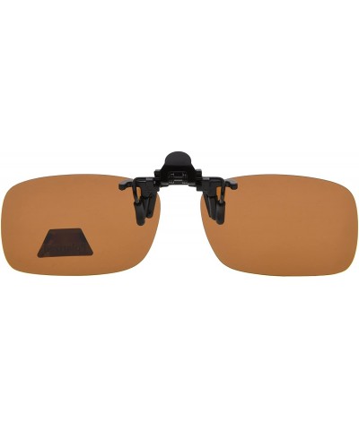 Square Flip-up Clip-on Sunglasses Polarized Lens 59mm Wide x 39mm Height Millimeters - 3 Brown - CS18NS4D45A $13.73