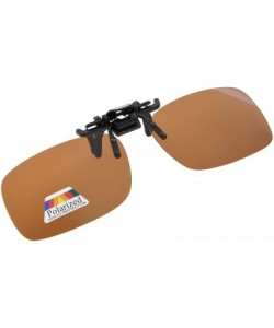 Square Flip-up Clip-on Sunglasses Polarized Lens 59mm Wide x 39mm Height Millimeters - 3 Brown - CS18NS4D45A $13.73