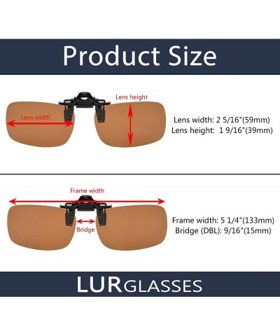 Square Flip-up Clip-on Sunglasses Polarized Lens 59mm Wide x 39mm Height Millimeters - 3 Brown - CS18NS4D45A $13.73