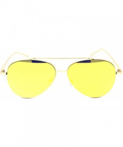 Aviator Mirrored Lens Aviator Sunglasses Metal Frame Unisex Fashion UV 400 - Gold (Yellow Mirror) - C918XG38QHY $8.89