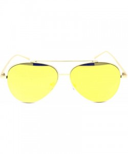 Aviator Mirrored Lens Aviator Sunglasses Metal Frame Unisex Fashion UV 400 - Gold (Yellow Mirror) - C918XG38QHY $8.89