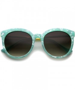 Oversized Womens High Fashion Oversized Marble Finish Metal Temple Round Sunglasses - Green-gold / Lavender - CN12EH19177 $14.05