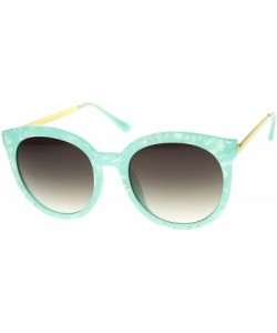 Oversized Womens High Fashion Oversized Marble Finish Metal Temple Round Sunglasses - Green-gold / Lavender - CN12EH19177 $14.05