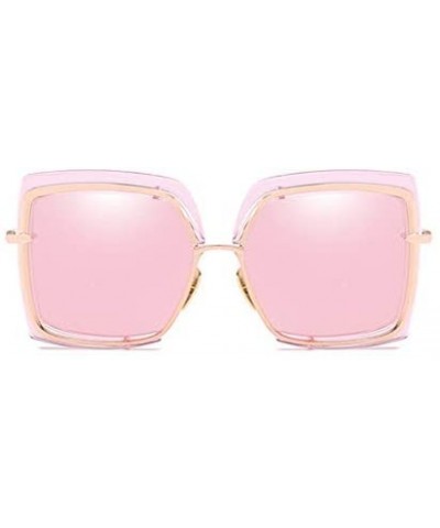 Oversized Sunglasses Metal Inner Ring Sunglasses Fashionable Half-frame Women's Anti-ultraviolet - D - CY18Q9E4LQD $32.42