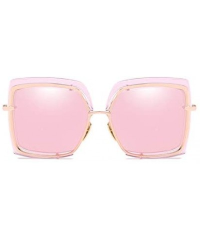 Oversized Sunglasses Metal Inner Ring Sunglasses Fashionable Half-frame Women's Anti-ultraviolet - D - CY18Q9E4LQD $32.42
