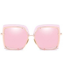 Oversized Sunglasses Metal Inner Ring Sunglasses Fashionable Half-frame Women's Anti-ultraviolet - D - CY18Q9E4LQD $32.42