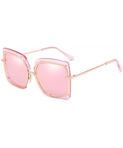 Oversized Sunglasses Metal Inner Ring Sunglasses Fashionable Half-frame Women's Anti-ultraviolet - D - CY18Q9E4LQD $32.42