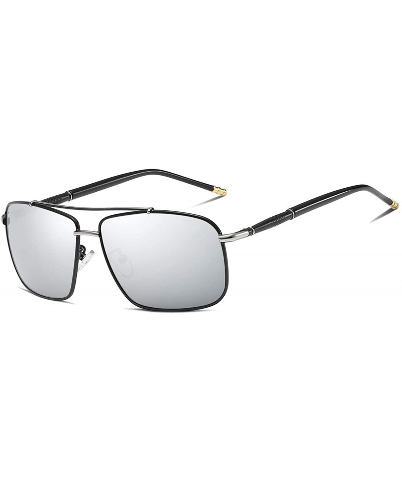 Rectangular Men's Polarized Sunglasses Rectangular Driving Alloy Frame UV400 HD - Silver Silver - CN18XQ762UZ $13.39