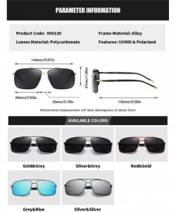Rectangular Men's Polarized Sunglasses Rectangular Driving Alloy Frame UV400 HD - Silver Silver - CN18XQ762UZ $13.39