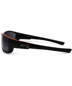 Rectangular Mens Biker Warparound Motorcycle Sunglasses - Shiny Black Orange - CD195E745D6 $14.91