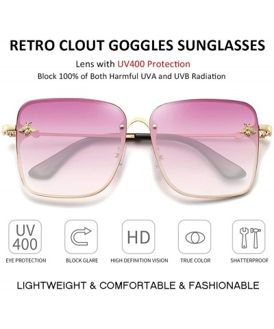 Oversized Oversized Square Sunglasses for Women Vintage Gradient Shades Sun Glasses Fashion UV Protection Eyewear - C1197HN90...