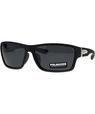 Sport Polarized Mens Narrow Rectangular Plastic Agent Style Sport Sunglasses - Matte Black Black - C218E8LQN4H $28.46