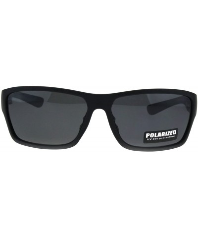 Sport Polarized Mens Narrow Rectangular Plastic Agent Style Sport Sunglasses - Matte Black Black - C218E8LQN4H $12.30