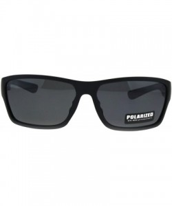 Sport Polarized Mens Narrow Rectangular Plastic Agent Style Sport Sunglasses - Matte Black Black - C218E8LQN4H $12.30
