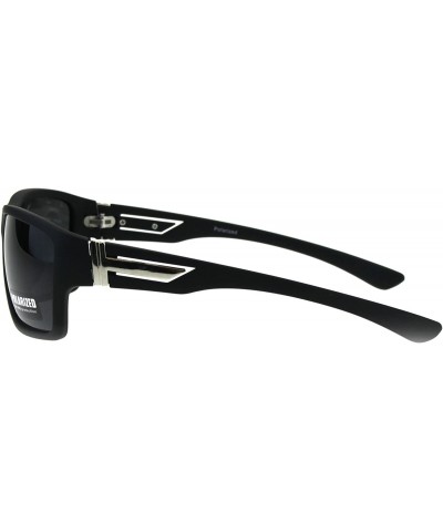 Sport Polarized Mens Narrow Rectangular Plastic Agent Style Sport Sunglasses - Matte Black Black - C218E8LQN4H $12.30