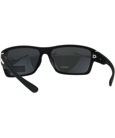 Sport Polarized Mens Narrow Rectangular Plastic Agent Style Sport Sunglasses - Matte Black Black - C218E8LQN4H $12.30