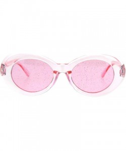 Oversized 70's Fashion Sunglasses Womens Vintage Oval Frame Glitter Lens - Pink (Pink) - C018IGHH9UL $8.24