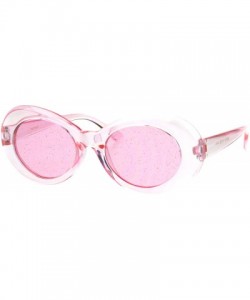 Oversized 70's Fashion Sunglasses Womens Vintage Oval Frame Glitter Lens - Pink (Pink) - C018IGHH9UL $8.24