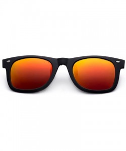 Wayfarer Newbee Fashion Polarized Clip Sunglasses - 50mm 2 Pack Black & Orange-w/Pouch - CC18K2A67H9 $12.19