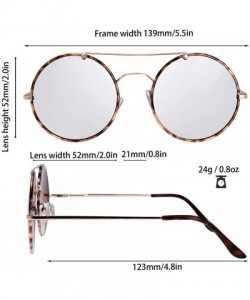 Oval Small Lightweight Round Flat Lens Sunglasses for Men Women Vintage Double Bridge Frame - Exquisite Packaging Box - CO195...
