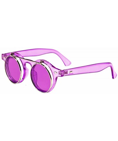 Round Round Flip Up 42mm Men Women Django Levante Gafas De Sol Sunglasses - Pink - CK129TXP94H $23.20