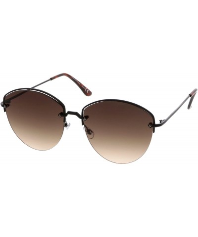 Rimless Modern Metal Nose Bridge Flat Lens Semi-Rimless Sunglasses 60mm - Black / Lavender - C51838RMIUQ $11.68