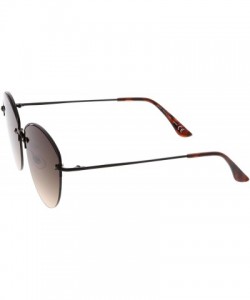 Rimless Modern Metal Nose Bridge Flat Lens Semi-Rimless Sunglasses 60mm - Black / Lavender - C51838RMIUQ $11.68