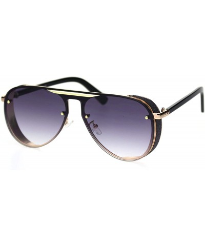 Shield Hip Hop Side Visor Mob Luxury Shield Racer Sunglasses - Gold Black Smoke - CU18SD45KG4 $27.03
