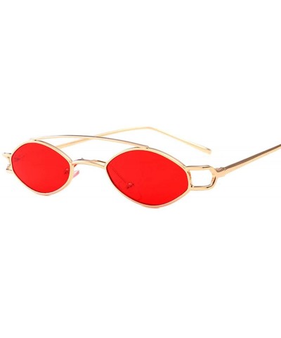 Rimless Small Box Red Sunglasses Oval Sunglasses Retro Personality Decorative Glasses Tide - C218X5NWQD9 $95.29