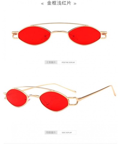 Rimless Small Box Red Sunglasses Oval Sunglasses Retro Personality Decorative Glasses Tide - C218X5NWQD9 $40.69