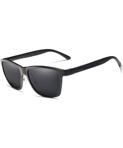 Square Genuine adjustable sunglasses square men polarized UV400 Ultra light Al-Mg - Black/Gray - C318SL4UAZG $49.01