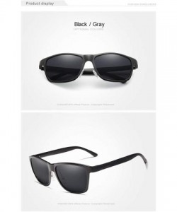 Square Genuine adjustable sunglasses square men polarized UV400 Ultra light Al-Mg - Black/Gray - C318SL4UAZG $24.21