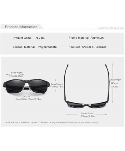 Square Genuine adjustable sunglasses square men polarized UV400 Ultra light Al-Mg - Black/Gray - C318SL4UAZG $24.21