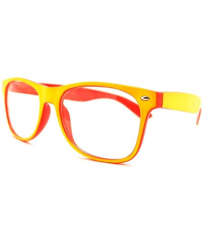 Square Clear Lens Glasses Classic Square Eyeglasses Bright Layered Colors - Yellow Orange - CA11F0MRKIP $11.87