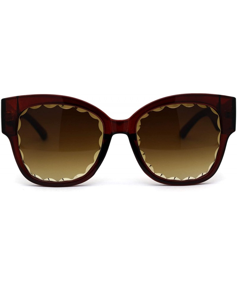 Rectangular Womens Bevel Flower Paddle Lens Horn Rim Sunglasses - All Brown - CL197M9X04R $10.70