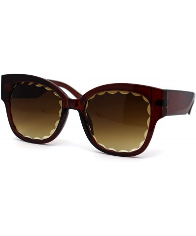 Rectangular Womens Bevel Flower Paddle Lens Horn Rim Sunglasses - All Brown - CL197M9X04R $10.70