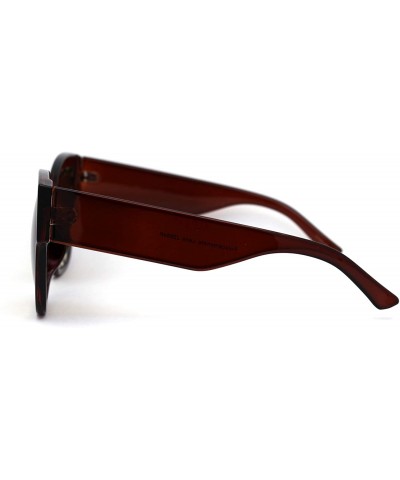 Rectangular Womens Bevel Flower Paddle Lens Horn Rim Sunglasses - All Brown - CL197M9X04R $10.70