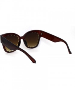 Rectangular Womens Bevel Flower Paddle Lens Horn Rim Sunglasses - All Brown - CL197M9X04R $10.70