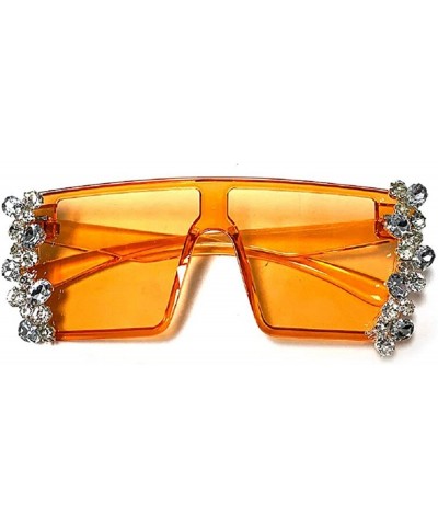 Square Oversized Diamond Sunglasses Vintage Rhinestone - CM196XMQHOU $26.06