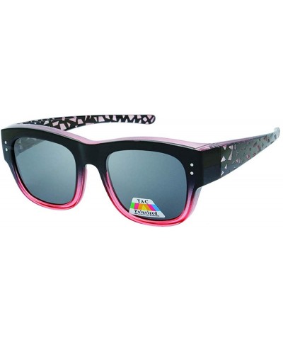 Square Kristol Women's Fitover Designer Fashion Polarized Sunglasses - Red - CM18U7C98UL $24.68