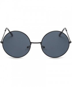 Round Retro Small Round Sunglasses Women Vintage Brand Shades Metal Sun Glasses Fashion Designer Lunette - Blackgray - C4198A...