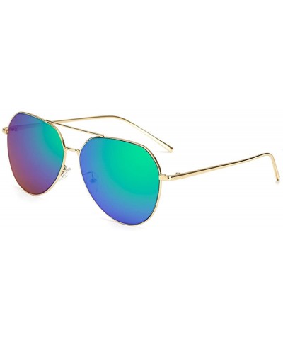 Sport Oversized Aviator Sunglasses Mirrored Flat Lens for Men Women UV400 Y3980 - Green - C318R3G8RQA $26.37