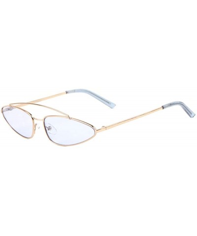Oval Semi Oval Curved Top Bar Color Fashion Sunglasses - Blue - CJ198D8T5NY $16.85