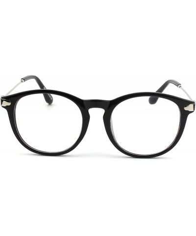 Oversized Fashion Horn Rimmed Keyhole Metal Temple UV400 Clear Lens Glasses - Shiny Black - CR17Z3E9NG5 $9.18