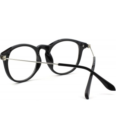 Oversized Fashion Horn Rimmed Keyhole Metal Temple UV400 Clear Lens Glasses - Shiny Black - CR17Z3E9NG5 $9.18