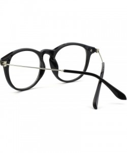 Oversized Fashion Horn Rimmed Keyhole Metal Temple UV400 Clear Lens Glasses - Shiny Black - CR17Z3E9NG5 $9.18