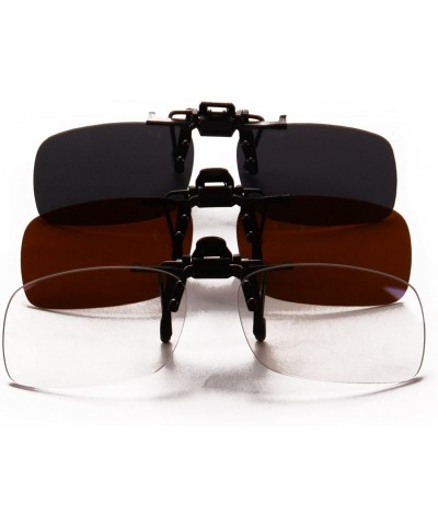 Rectangular Anti-glare Blue Blocking UV400 Polarized Clips on Sunglasses - White+grey+brown - CG18H2563TY $7.93