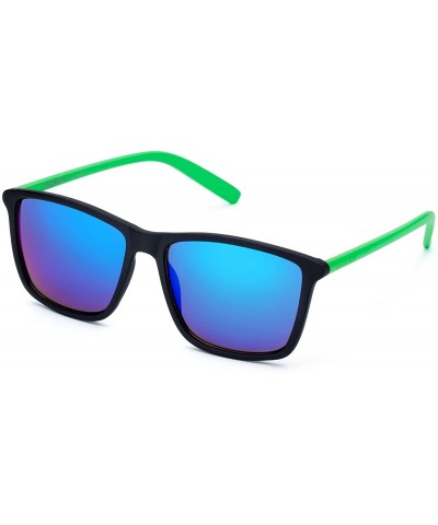 Square Fashion Sunglasses For Men Women - Coating Lens Matte Black Frame Square Eyewear - UV400 - CB18EO9X7EL $8.44