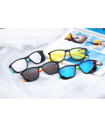 Square Fashion Sunglasses For Men Women - Coating Lens Matte Black Frame Square Eyewear - UV400 - CB18EO9X7EL $8.44