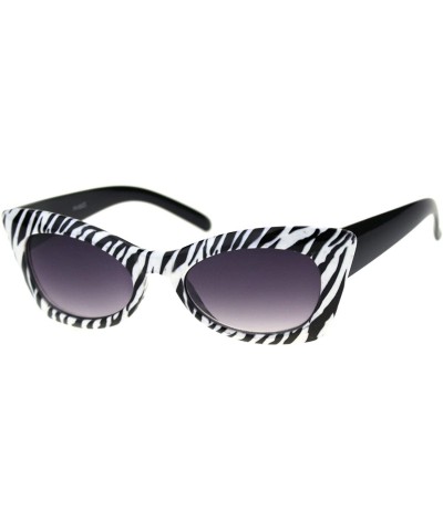 Cat Eye Womens Animal Print Cat Eye Rectangular Fashion Vogue Sunglasses - Zibra Black - CG11KUKHIAB $9.16